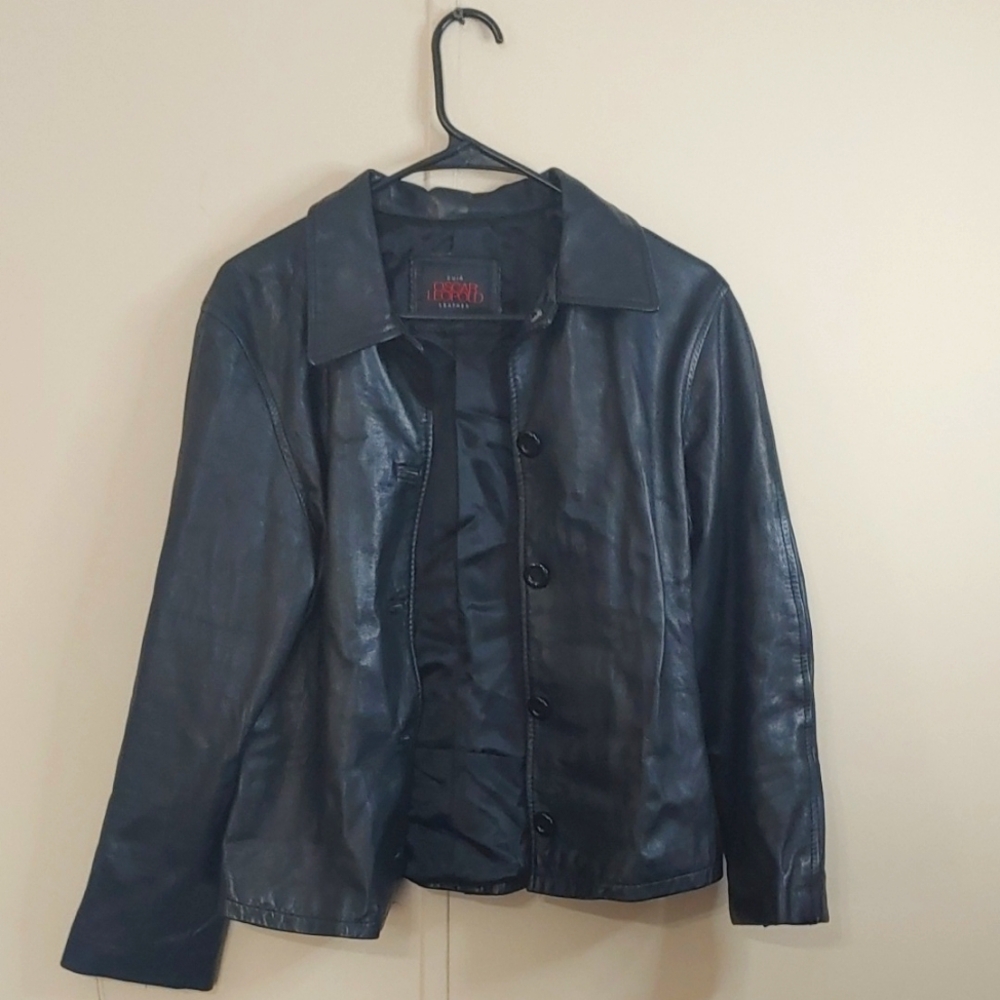 Vintage Oscar Leopold Black Lambskin Leather Jacket Women's Size L